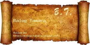 Balog Tamara névjegykártya